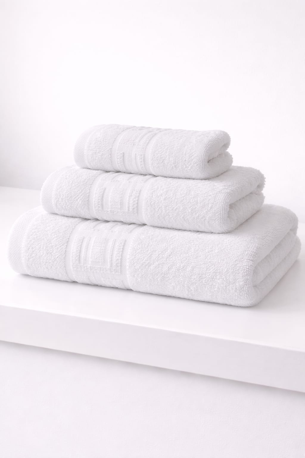 Set 3 Prosoape 100% Bumbac, 500 g/mp, Absorbție Mare - Culoare Alb