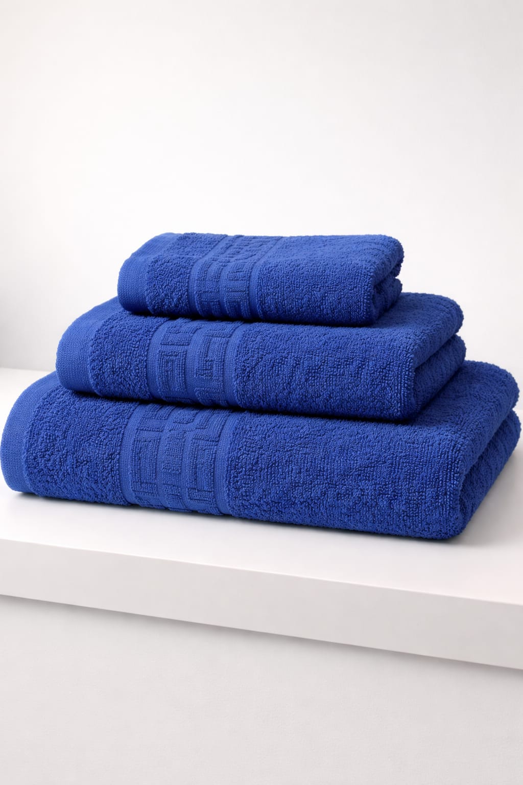 Set 3 Prosoape 100% Bumbac, 500 g/mp, Absorbție Mare - Culoare Albastru